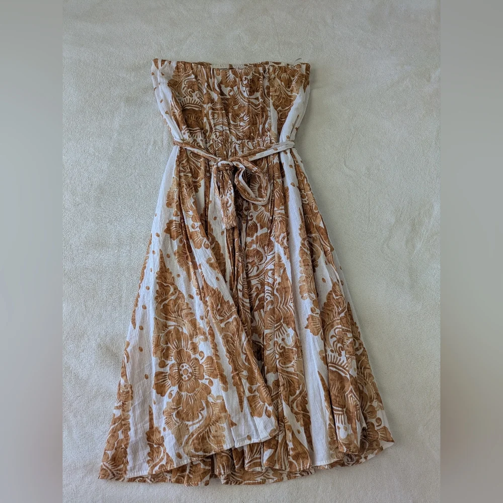 Dianne Von Furstenburg strapless Ikat Watercolor Gauzy knee dress - Picture 2 of 5